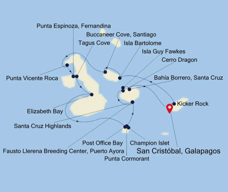 Expedition Cruises | 7-Night Galapagos Cruise: Western Loop Iinerary Map
