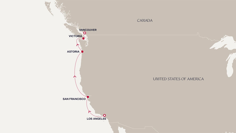 Expedition Cruises | 6-Night Sybaritic Cities & Pacific Northwest Coves Iinerary Map
