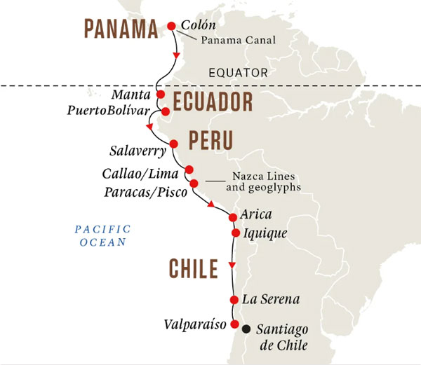 Expedition Cruises | 14-Night Inca History, Colonial Highlights & Panama Canal Iinerary Map