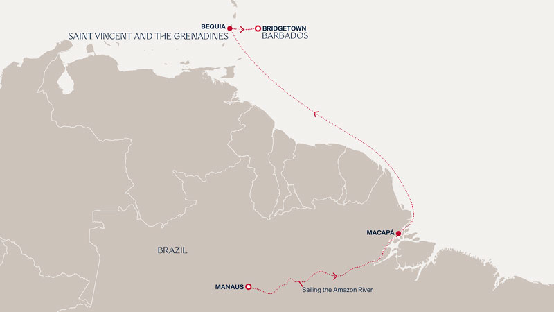 Expedition Cruises | 7-Night Meeting Waters on the Almighty Amazon Iinerary Map