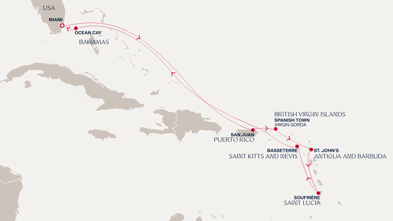 Expedition Cruises | 11-Night Caribbean Rhythms & Island Escapism Iinerary Map